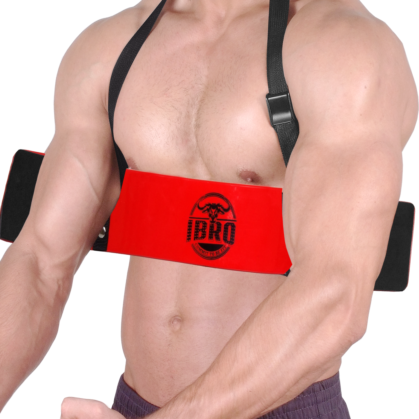 IBRO Curl Bar Arm Blaster for Biceps Triceps Forearms | Preacher Isolator Curls | Strength Muscle for Bodybuilding Gym Fitness Red
