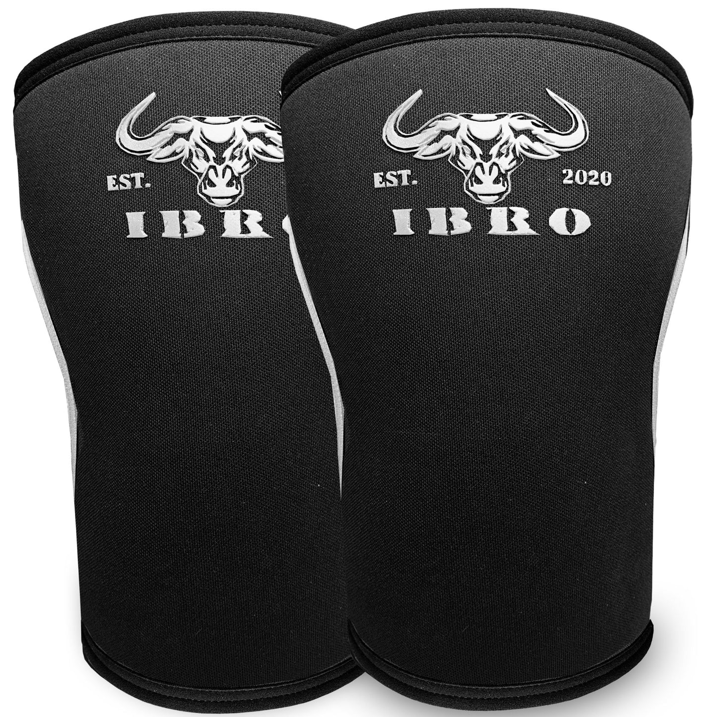 IBRO Premium 7MM Knee Sleeves (Pair) for Weightlifting & Powerlifting, Ultimate Compression Support & Injury Prevention - Squats, Deadlifts - for Men & Women, 1 Year Warranty, BlackWhite