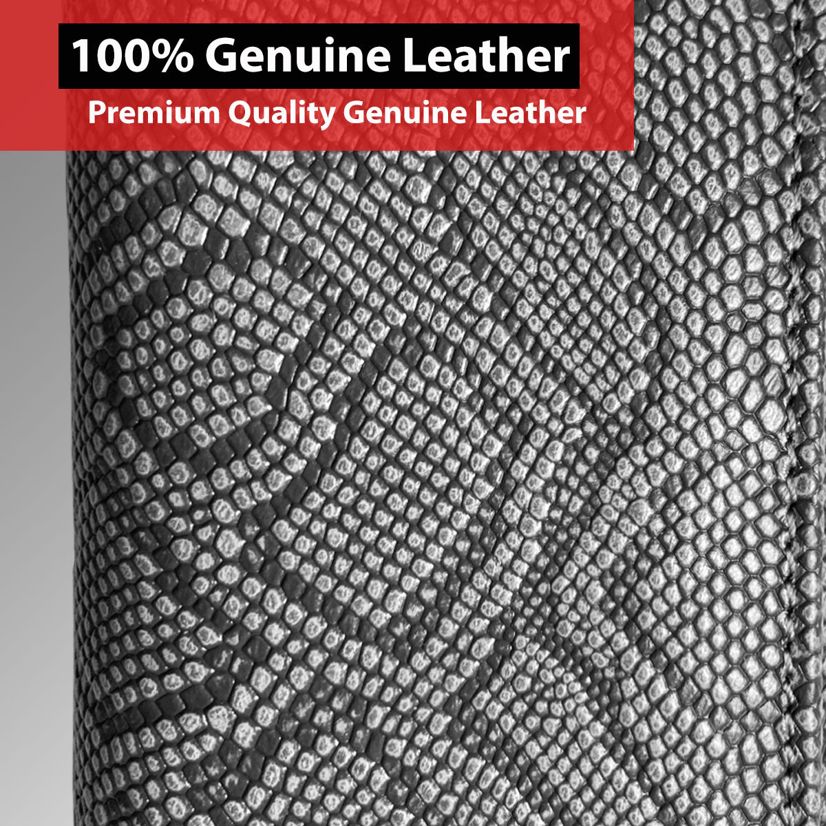 IBRO Motorcycle Chain Wallet for Men – 100% Natural Genuine Leather, Long Trifold RFID Blocking Wallet Snake Grey Black