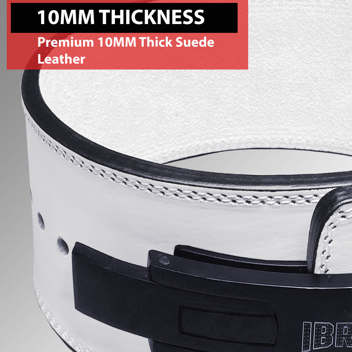 IBRO Powerlifting Lever Gym Belt Power 10MM Extreme Heavy Duty Genuine Leather Belt 10mm AllWhite