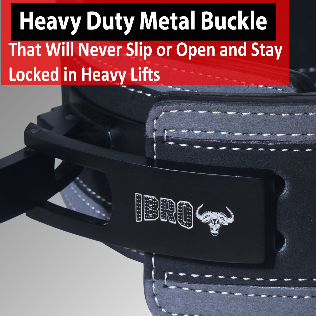 IBRO Powerlifting Lever Gym Belt Power 13MM Extreme Heavy Duty Genuine Leather Belt 13mm DTGreyBlack