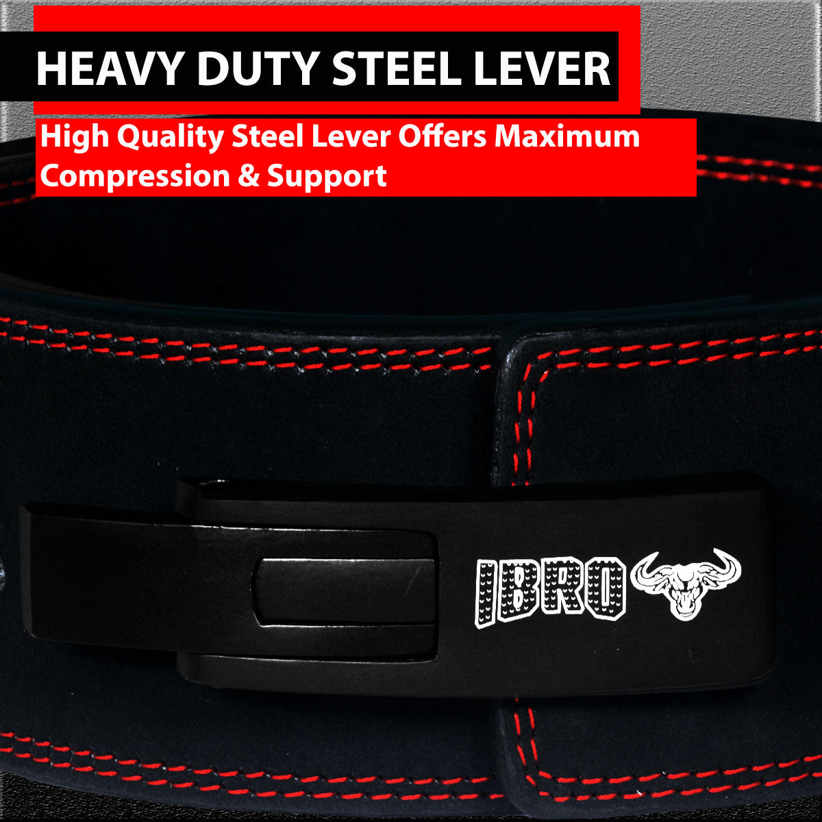 IBRO Powerlifting Lever Gym Belt Power 13MM Extreme Heavy Duty Genuine Leather Belt 13mm AllBlack
