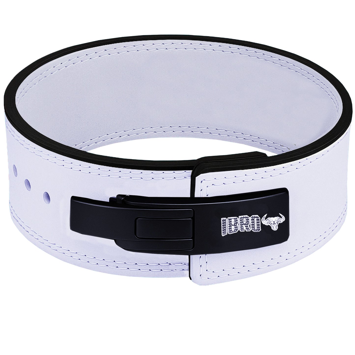 IBRO Powerlifting Lever Gym Belt Power 10MM Extreme Heavy Duty Genuine Leather Belt 10mm AllWhite