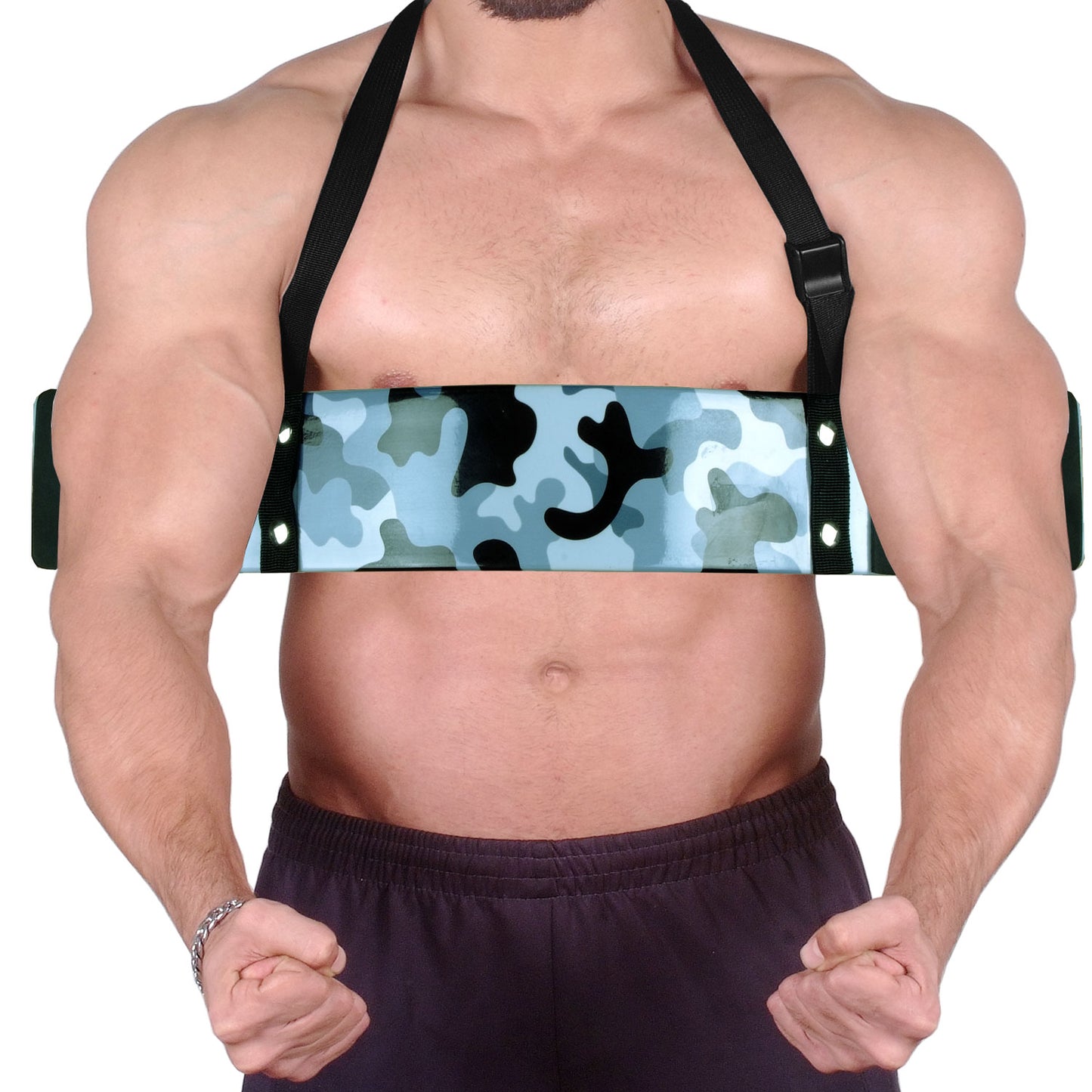 IBRO Curl Bar Arm Blaster for Biceps Triceps Forearms | Preacher Isolator Curls | Strength Muscle for Bodybuilding Gym Fitness Camo