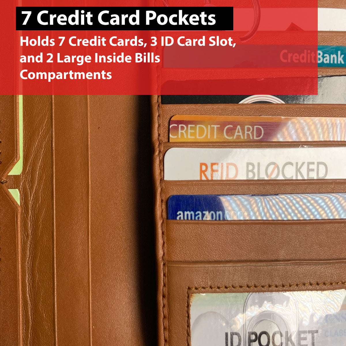 IBRO Motorcycle Biker Bifold Chain Wallet for Men Crocodile Brown