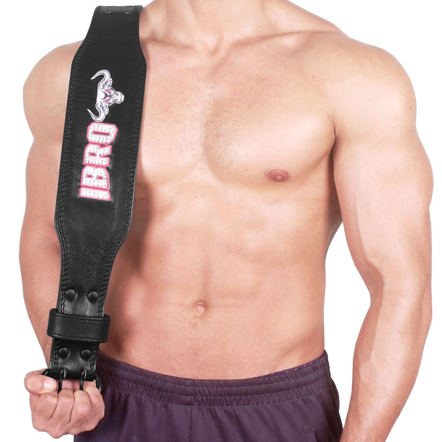 IBRO Premium Aniline 7MM Leather Weight Lifting Belt for Men Squats Deadlift Strength Training Bodybuilding Heavy Duty Steel Roller Buckle Comfortable Weightlifting Padded Lower Back Support Black