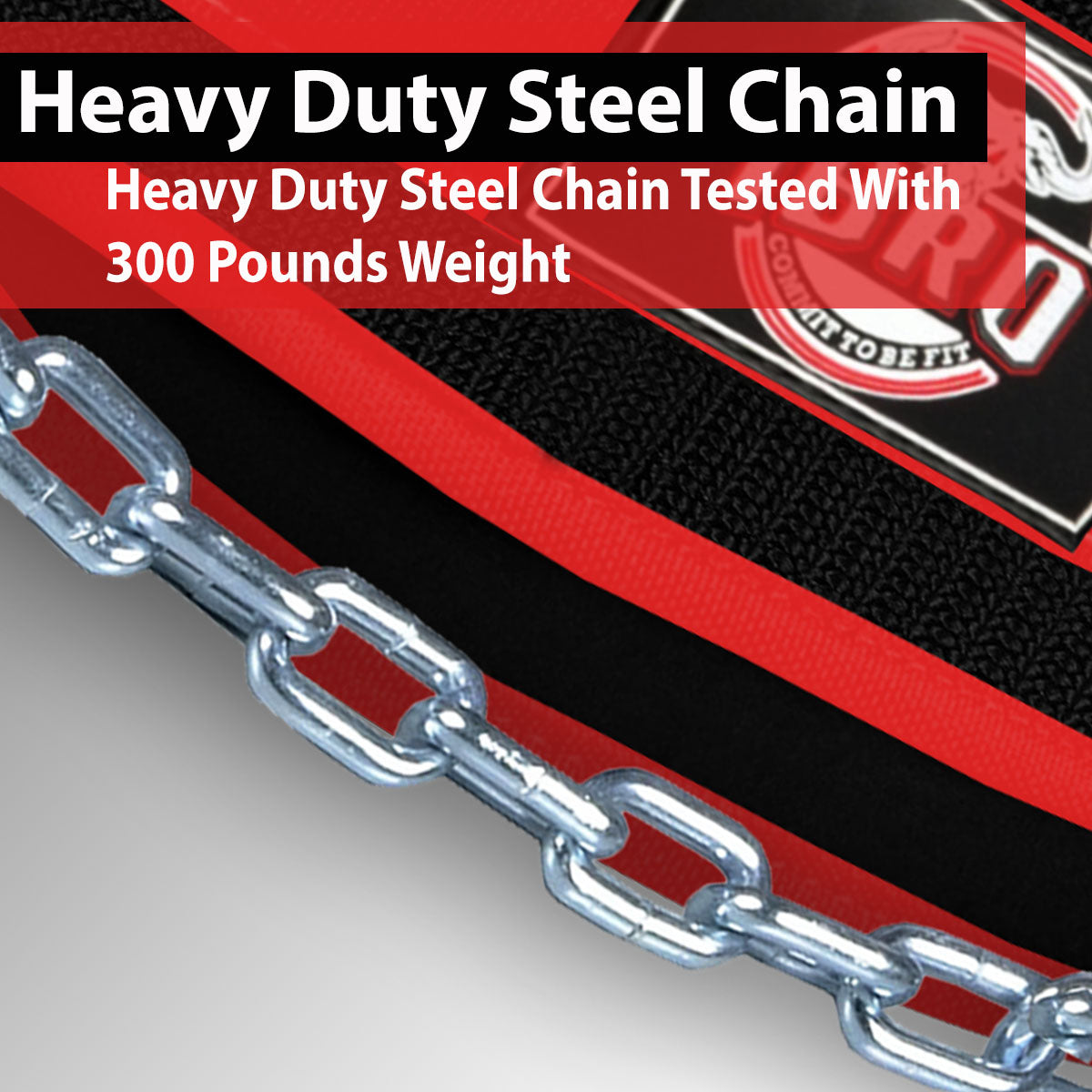 IBRO Advanced Fitness Dipping Belt with heavy Duty Long Steel Chain | Weighted Dips, Pullups, Bodybuilding, Weight Lifting | Neoprene Waist Support | for Men and Women Red