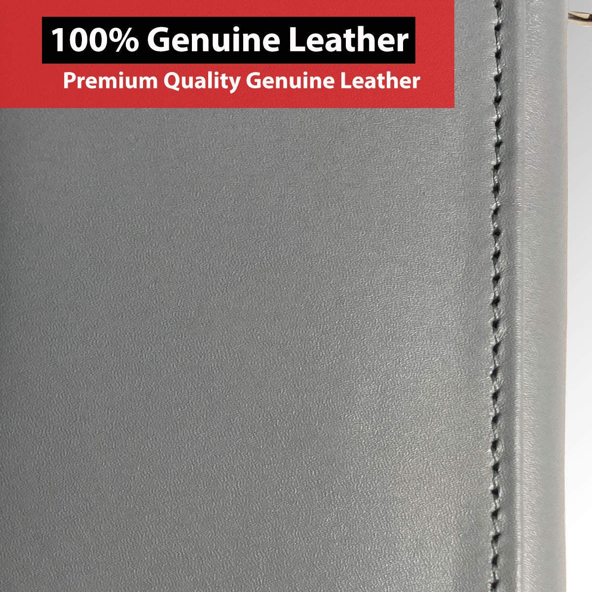 IBRO Motorcycle Chain Wallet for Men – 100% Natural Genuine Leather, Long Trifold RFID Blocking Wallet Aniline Grey