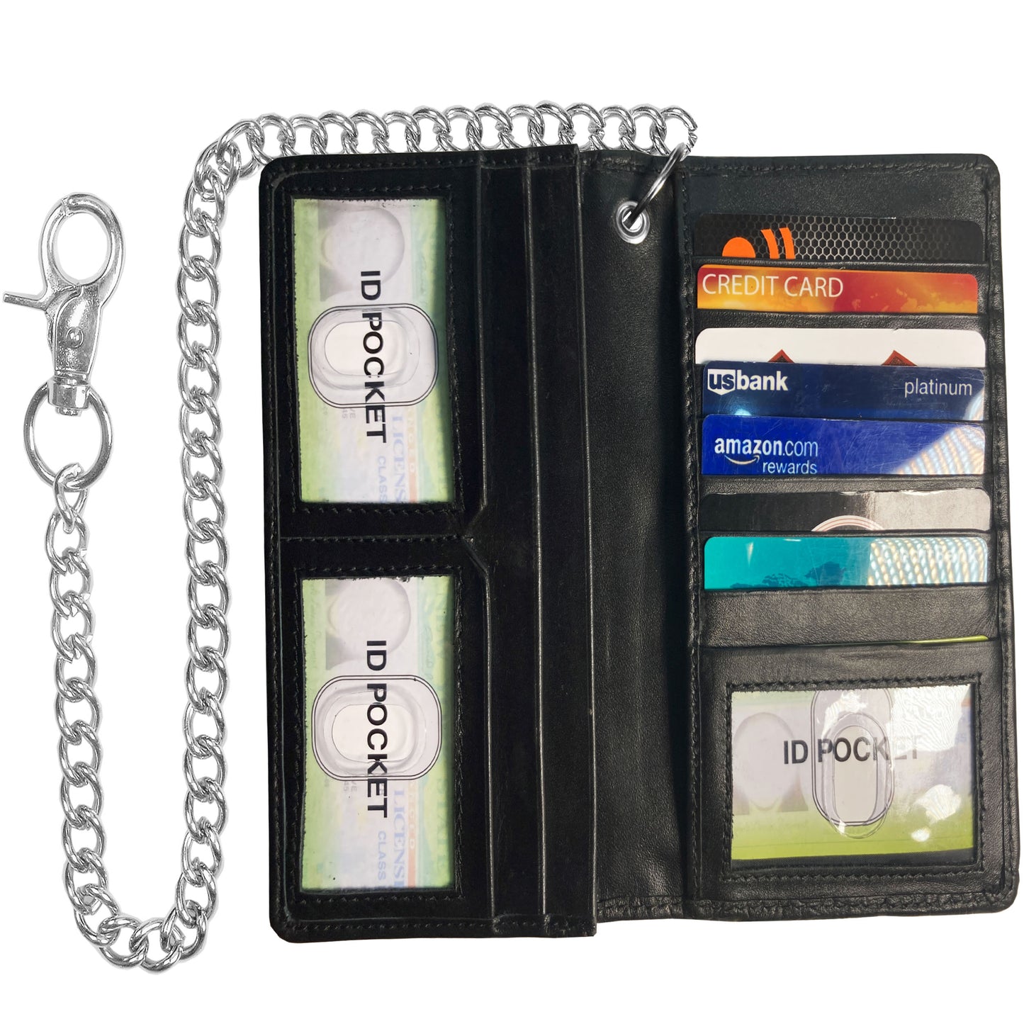 IBRO Motorcycle Biker Bifold Chain Wallet for Men Crocodile Black