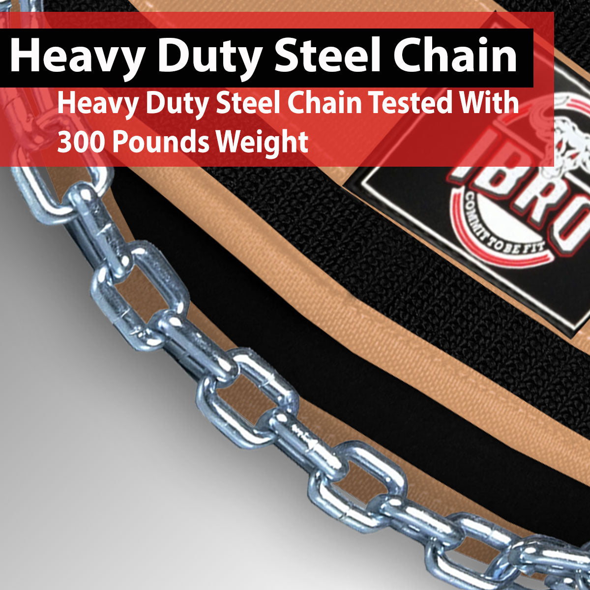 IBRO Advanced Fitness Dipping Belt with heavy Duty Long Steel Chain | Weighted Dips, Pullups, Bodybuilding, Weight Lifting | Neoprene Waist Support | for Men and Women Khaki