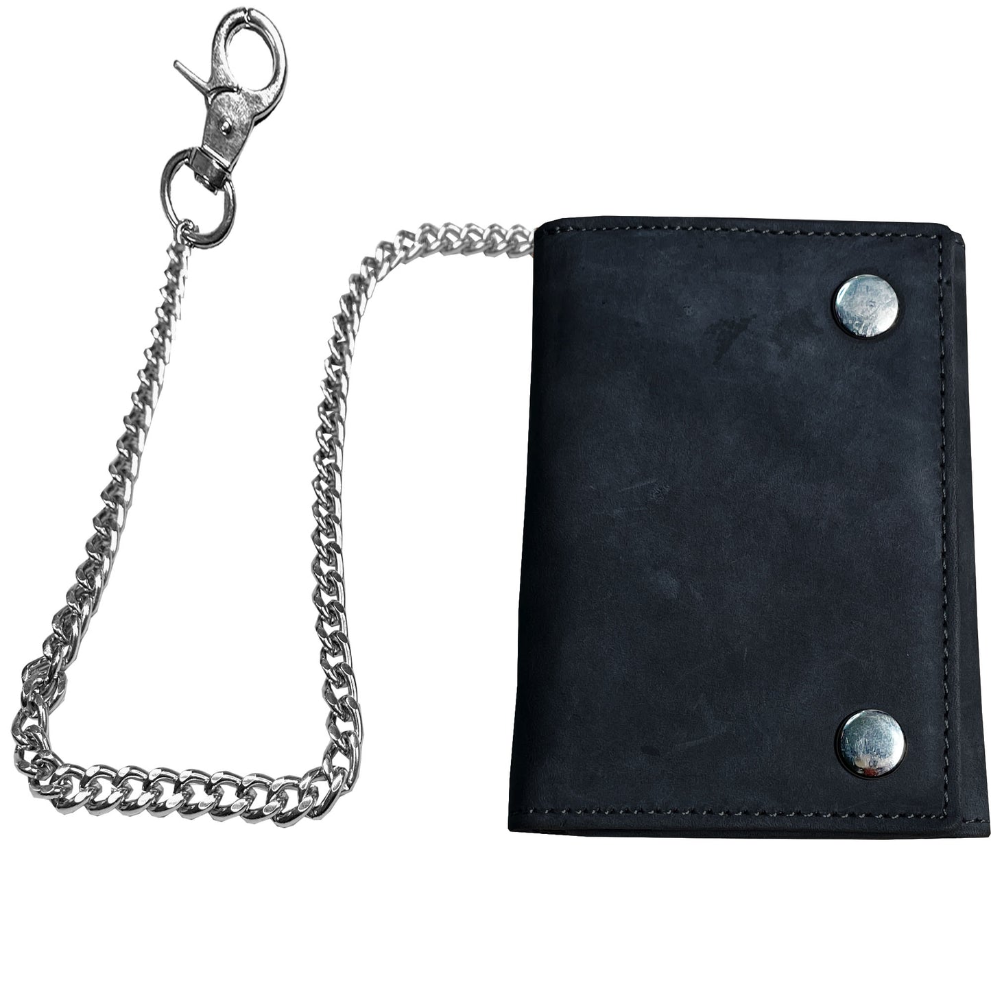 IBRO Motorcycle Biker Trifold Chain Wallet for Men Crazy Horse Grey