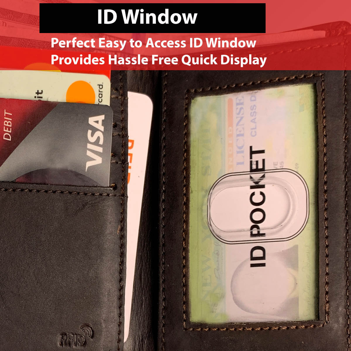 IBRO Motorcycle Biker Trifold Chain Wallet for Men Crazy Horse Brown