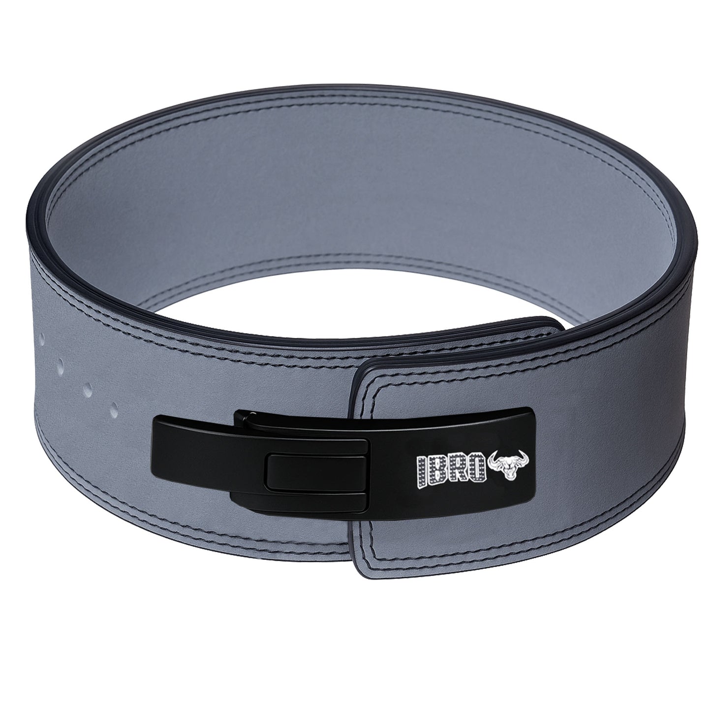 IBRO Powerlifting Lever Gym Belt  Power 10MM Extreme Heavy Duty Genuine Leather Belt 10mm Grey