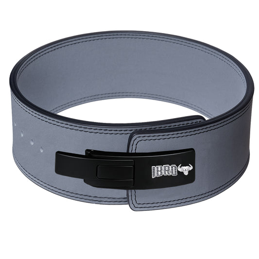 IBRO Powerlifting Lever Gym Belt  Power 10MM Extreme Heavy Duty Genuine Leather Belt 10mm Grey