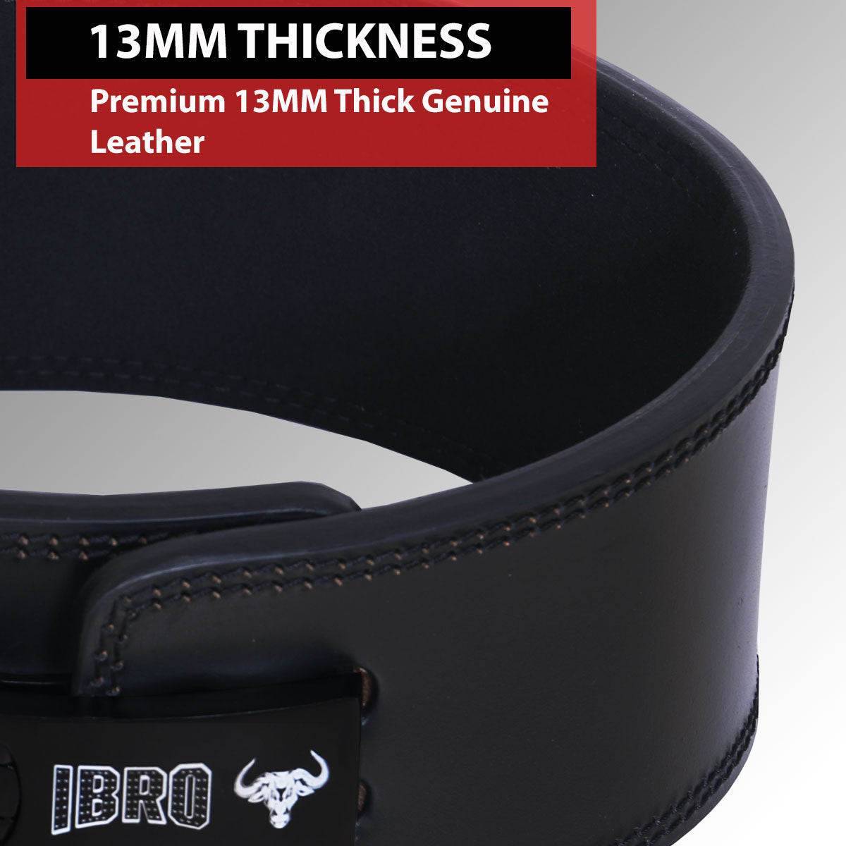 IBRO Powerlifting Weight Lifting Lever Gym Belt – 13MM Extreme Power Heavy Duty 100% Genuine Leather- Squat Deadlift Bodybuilding WeightLifting IPF Strongman for Men Women 13mm AllBlack
