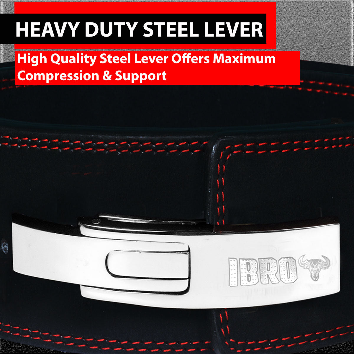 IBRO Powerlifting Lever Gym Belt  Power 13MM Extreme Heavy Duty Genuine Leather Belt 13mm Black