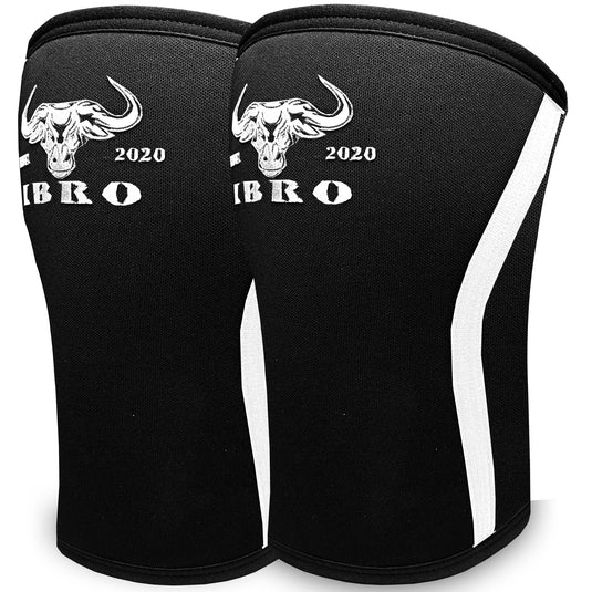 IBRO Premium 7MM Knee Sleeves (Pair) for Weightlifting & Powerlifting, Ultimate Compression Support & Injury Prevention - Squats, Deadlifts - for Men & Women, 1 Year Warranty, BlackWhite