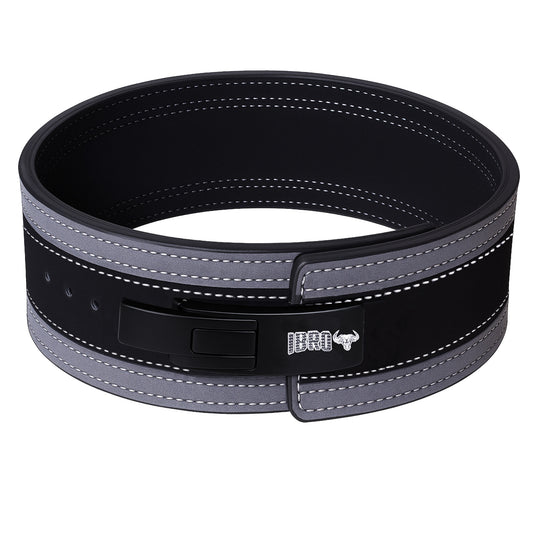 IBRO Powerlifting Lever Gym Belt  Power 13MM Extreme Heavy Duty Genuine Leather Belt 13mm DTGreyBlack