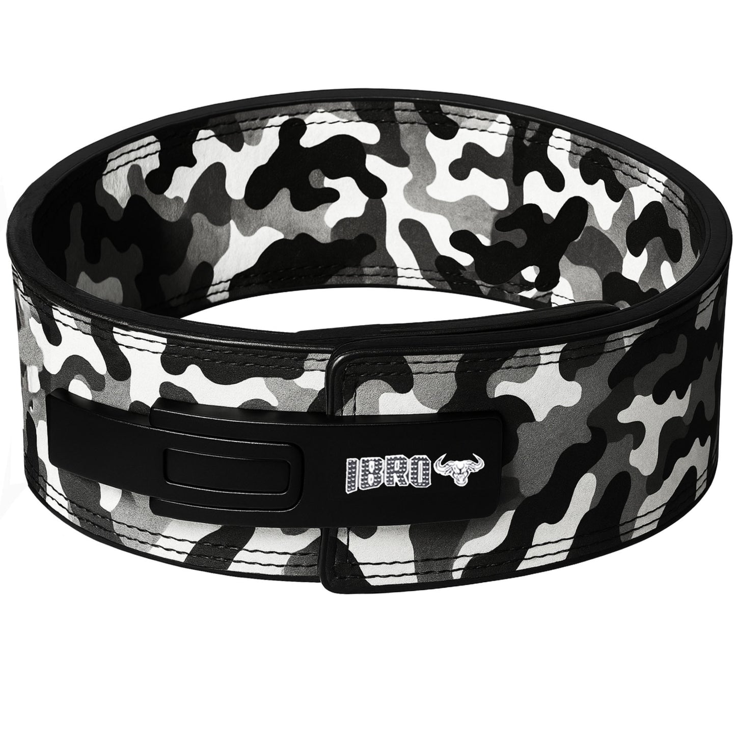 IBRO Powerlifting Lever Gym Belt  Power 10MM Extreme Heavy Duty Genuine Leather Belt 10mm GreyCamo