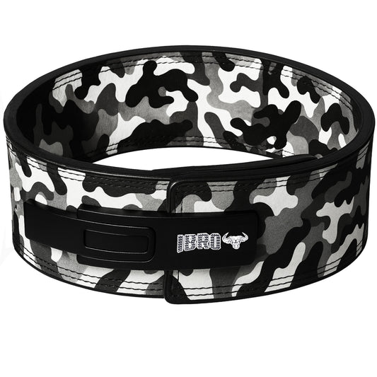 IBRO Powerlifting Lever Gym Belt  Power 10MM Extreme Heavy Duty Genuine Leather Belt 10mm GreyCamo