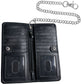 IBRO Long Bifold RFID Blocking Motorcycle Chain Wallet for Men Ostrich Black