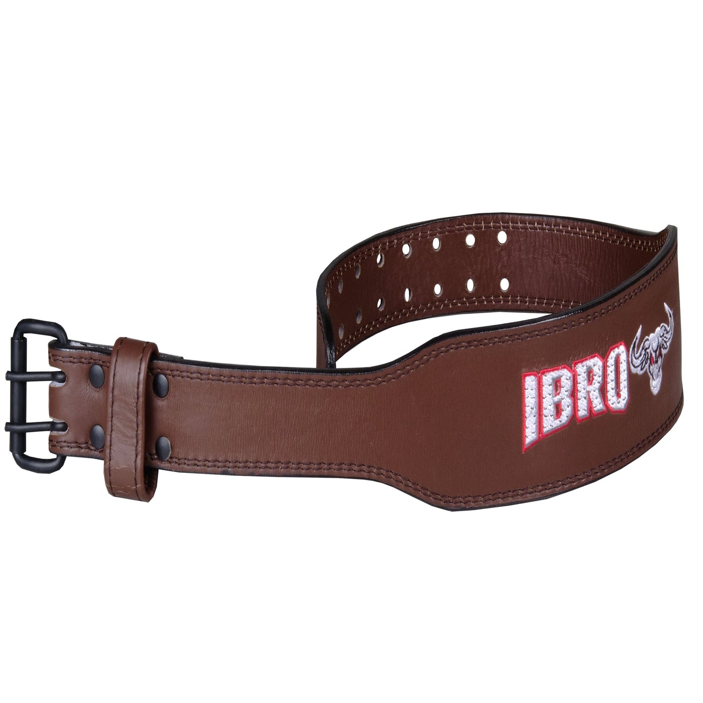 IBRO Premium Aniline 7MM Leather Weight Lifting Belt for Men Squats Deadlift Strength Training Bodybuilding Heavy Duty Steel Roller Buckle Comfortable Weightlifting Padded Lower Back Support Brown
