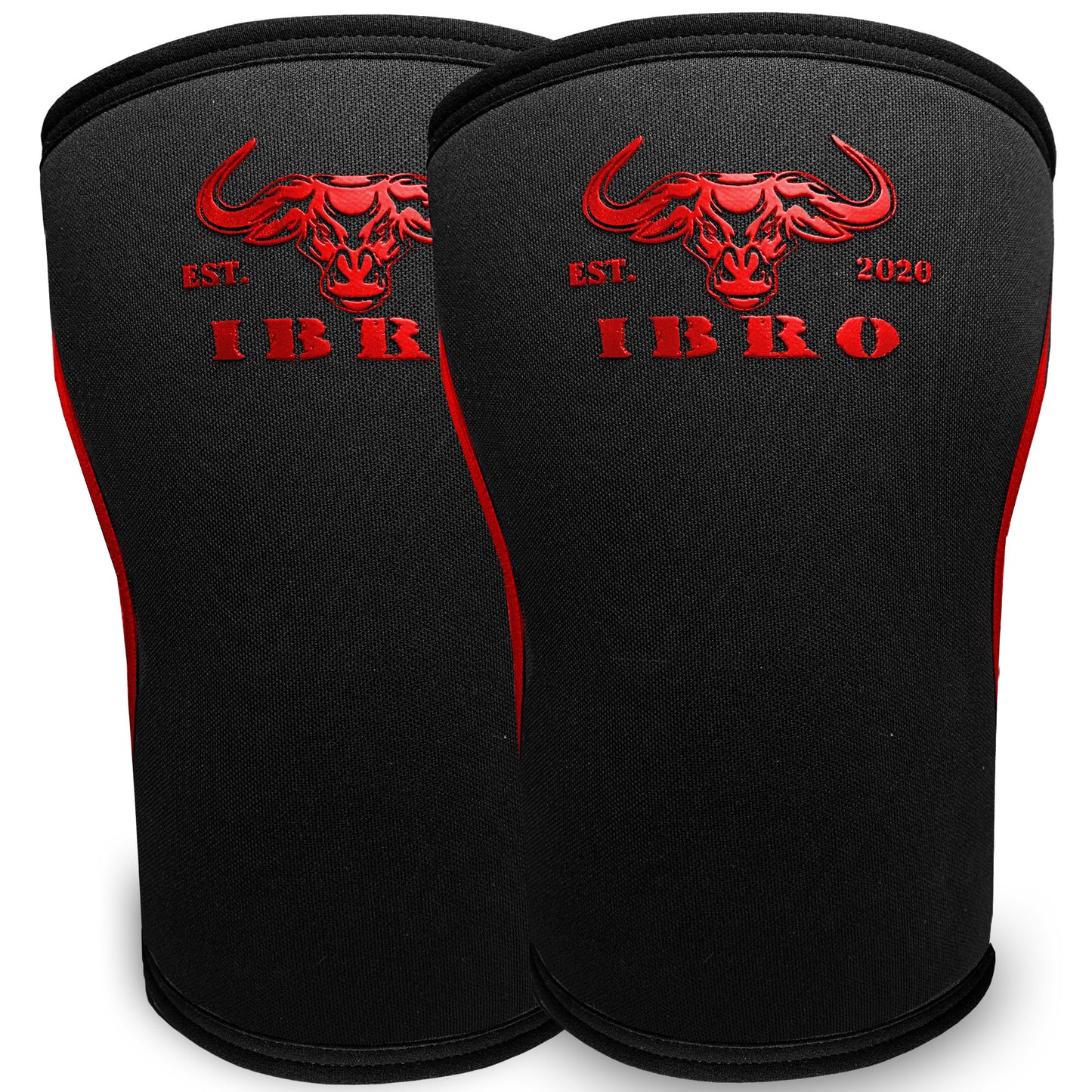 IBRO Premium 7MM Knee Sleeves (Pair) for Weightlifting & Powerlifting, Ultimate Compression Support & Injury Prevention - Squats, Deadlifts - for Men & Women, 1 Year Warranty, BlackRed
