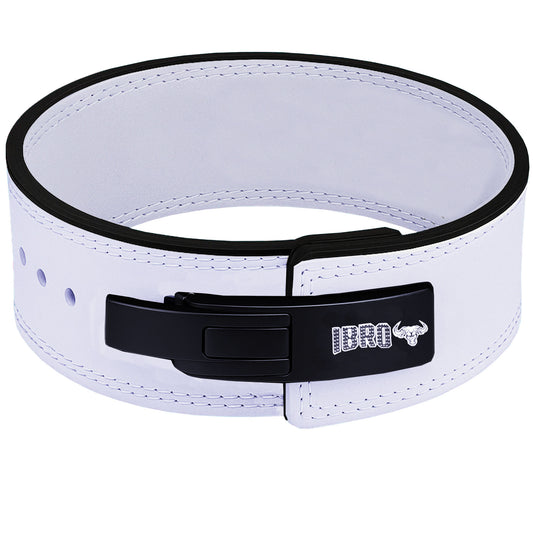 IBRO Powerlifting Lever Gym Belt  Power 10MM Extreme Heavy Duty Genuine Leather Belt 10mm AllWhite
