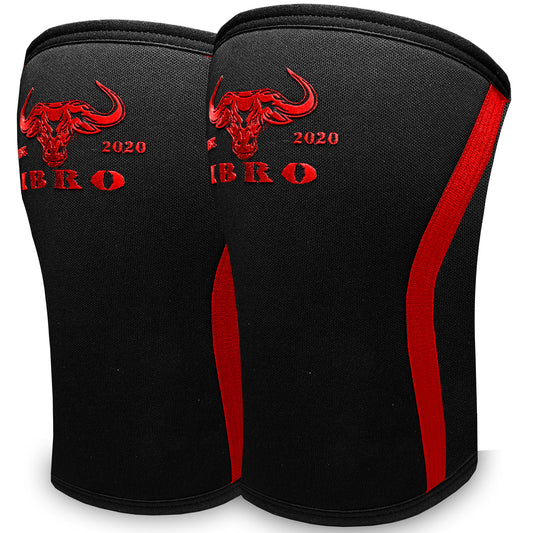 IBRO Premium 7MM Knee Sleeves (Pair) for Weightlifting & Powerlifting, Ultimate Compression Support & Injury Prevention - Squats, Deadlifts - for Men & Women, 1 Year Warranty, BlackRed