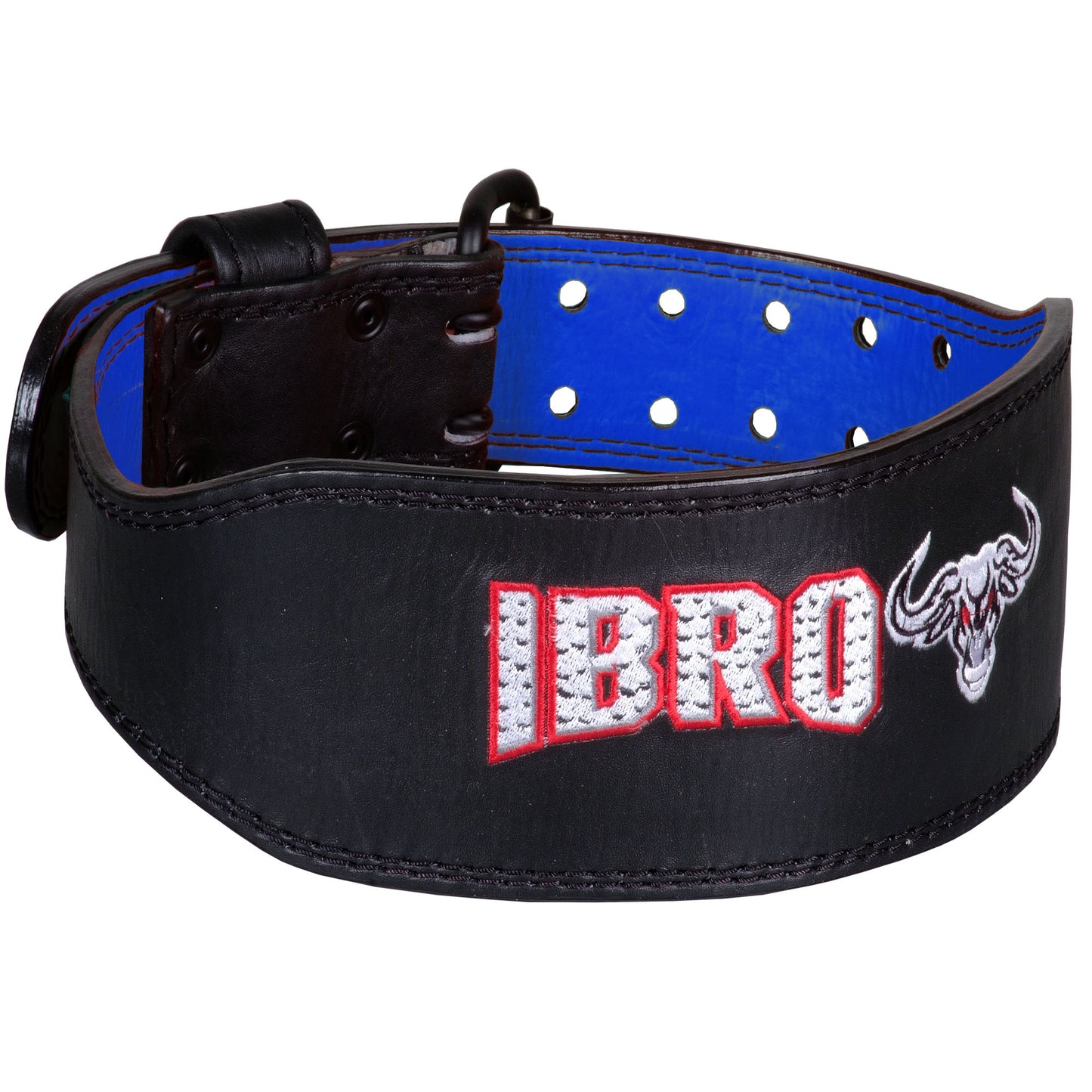 IBRO Premium Aniline 7MM Leather Weight Lifting Belt for Men Squats Deadlift Strength Training Bodybuilding Heavy Duty Steel Roller Buckle Comfortable Weightlifting Padded Lower Back Support BlackBlue