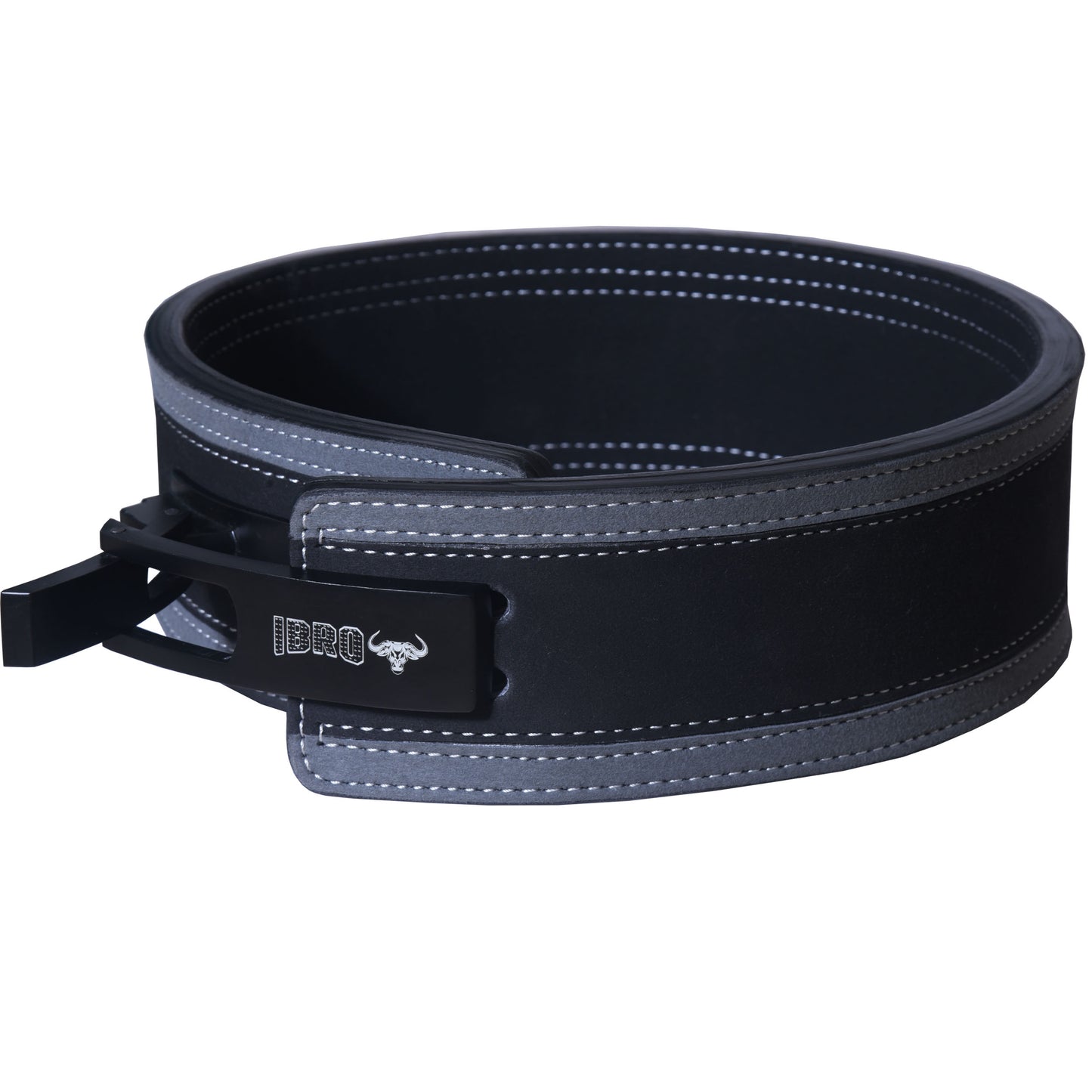 IBRO Powerlifting Lever Gym Belt  Power 13MM Extreme Heavy Duty Genuine Leather Belt 13mm DTGreyBlack