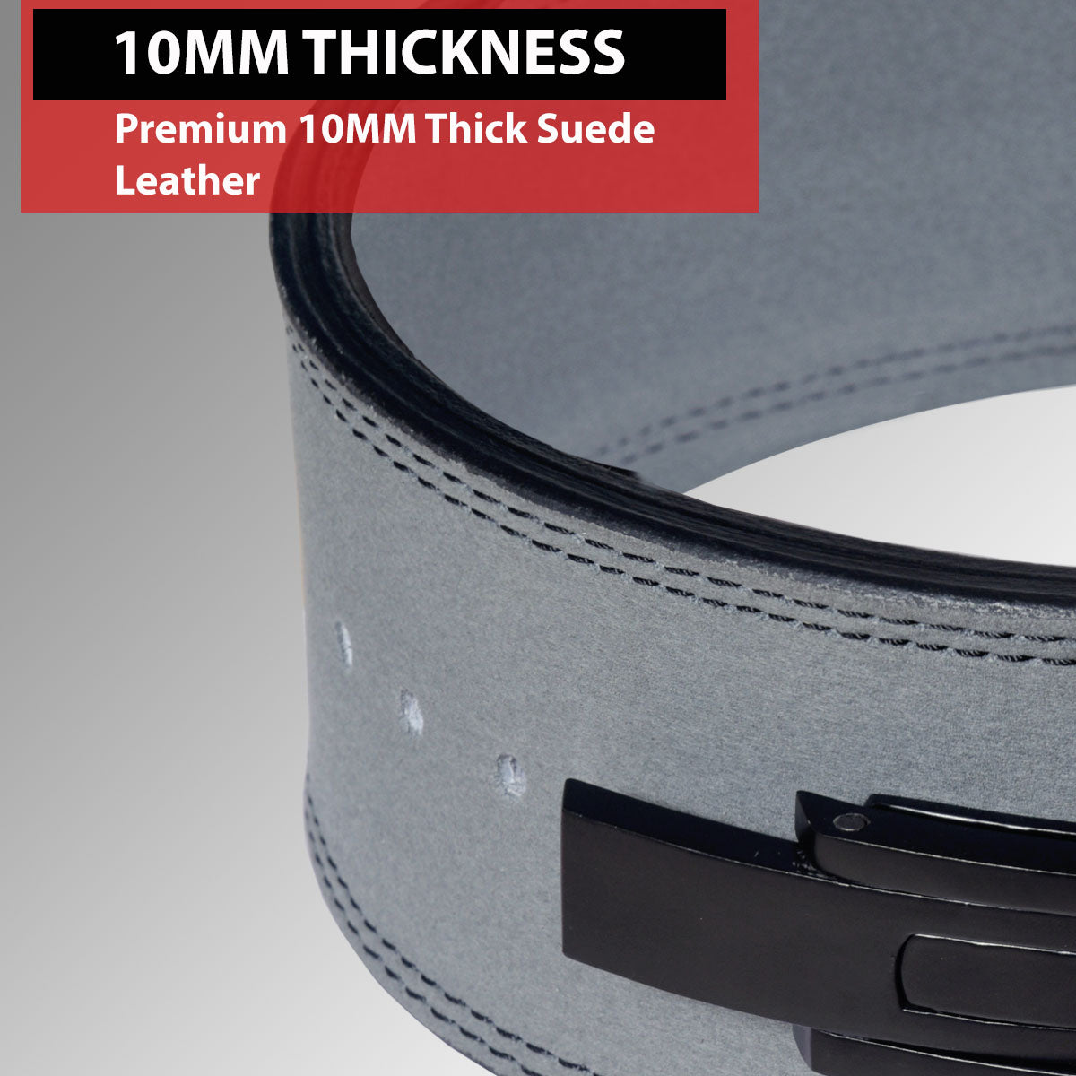 IBRO Powerlifting Lever Gym Belt  Power 10MM Extreme Heavy Duty Genuine Leather Belt 10mm Grey