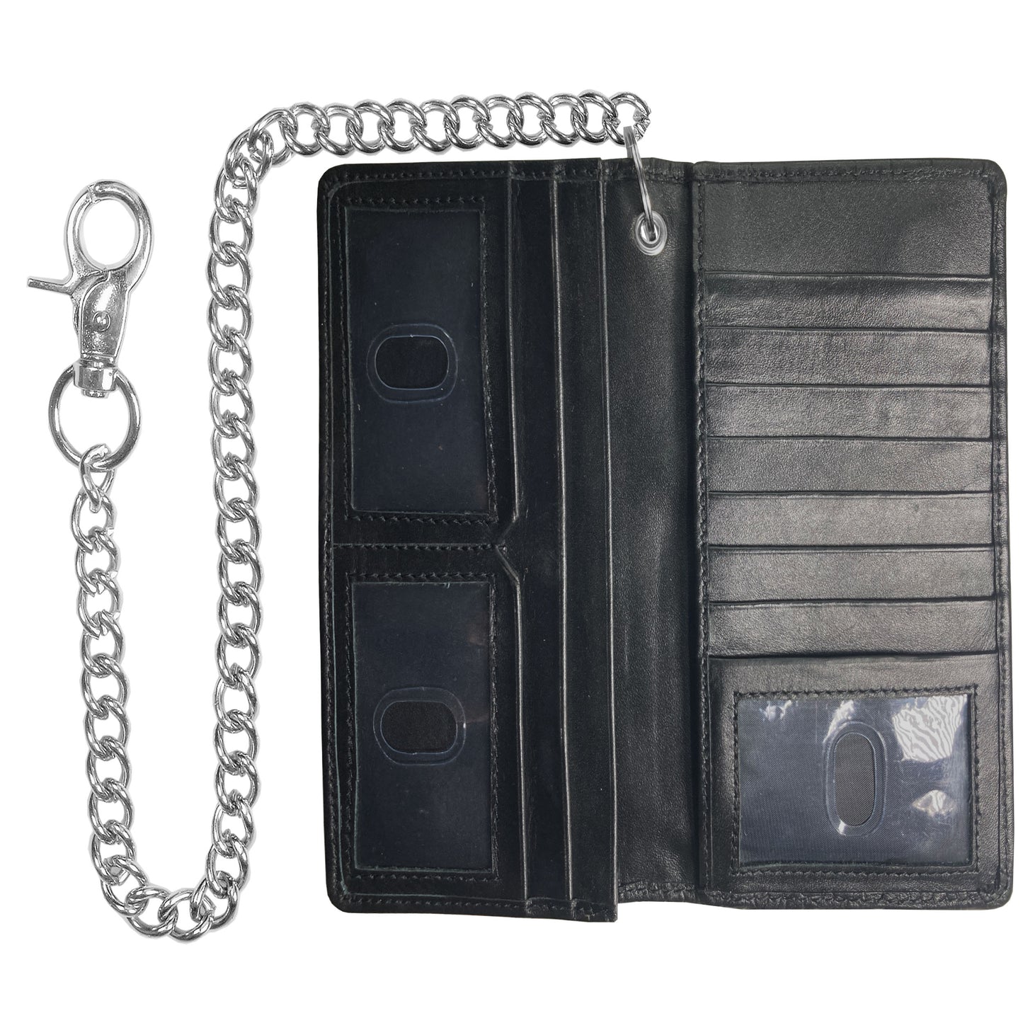 IBRO Motorcycle Biker Bifold Chain Wallet for Men Crocodile Black