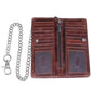 IBRO Long Bifold RFID Blocking Motorcycle Chain Wallet for Men Forest Brown