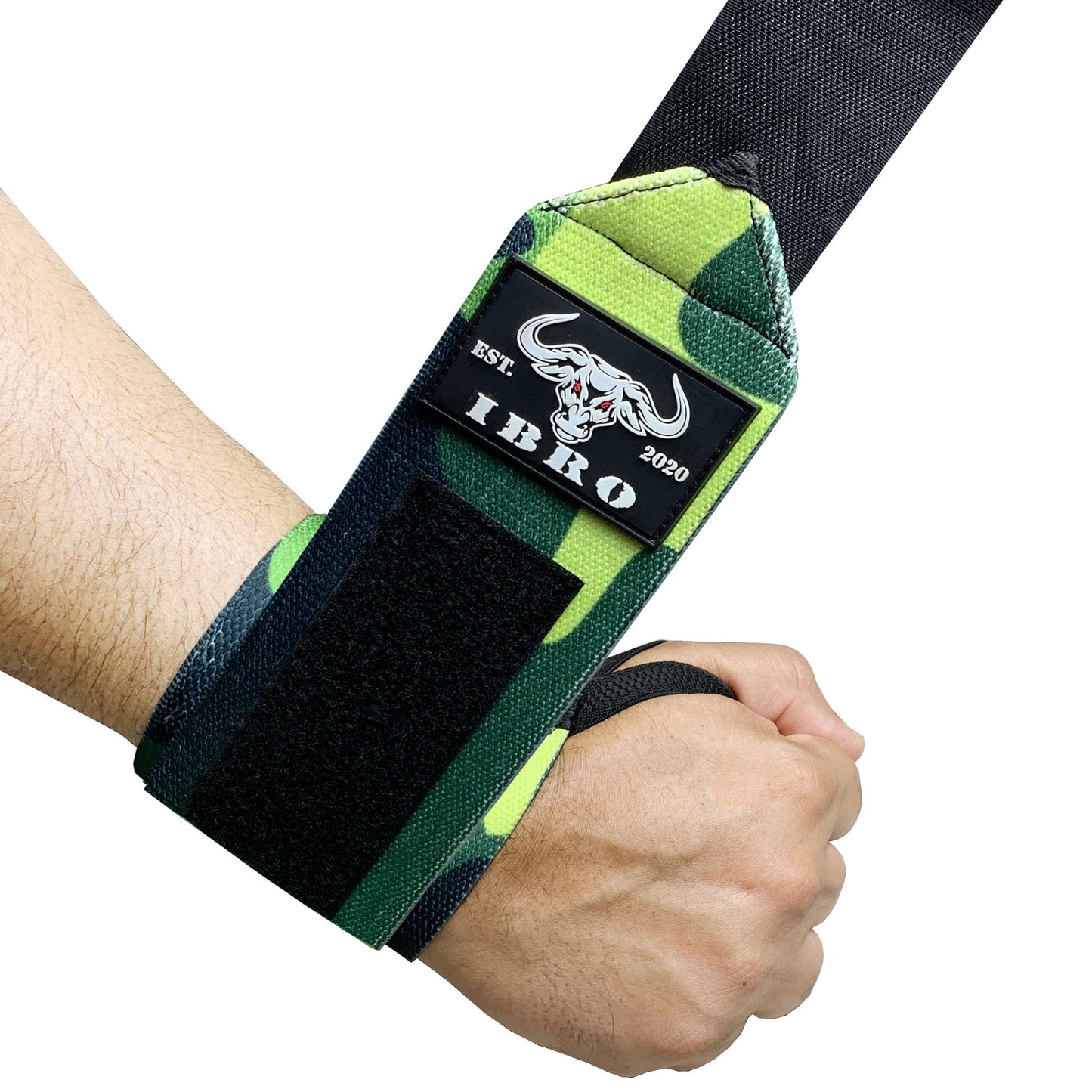 IBRO Weightlifting Wrist Wraps, 24” Premium Wrist Support, Avoid Injury, Best Wrap for Powerlifting, Weightlifting, Gym Workouts, Strength Training, Cross Training for Men & Women Green Camo