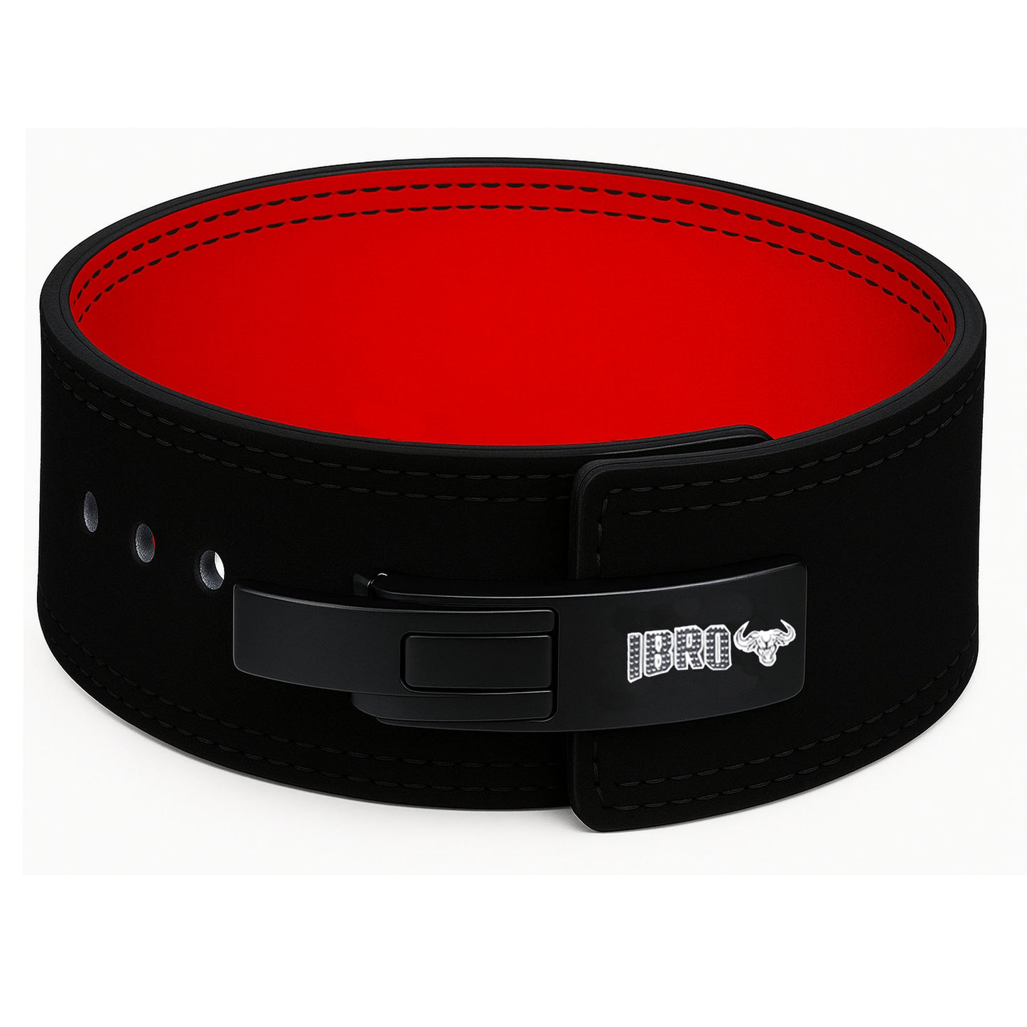 IBRO Powerlifting Lever Gym Belt  Power 10MM Extreme Heavy Duty Genuine Leather Belt 10mm BlackRed
