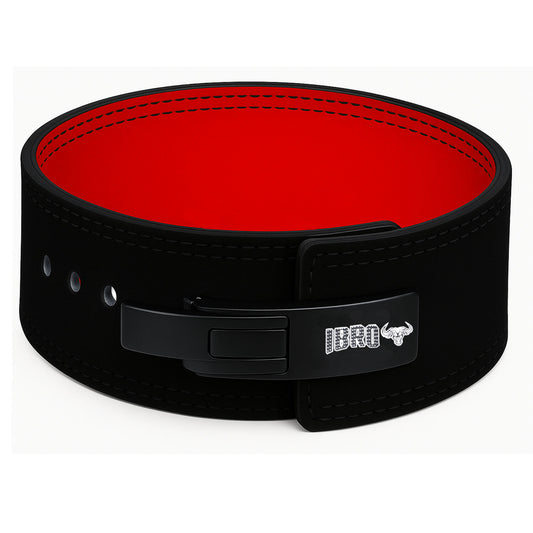 IBRO Powerlifting Lever Gym Belt  Power 10MM Extreme Heavy Duty Genuine Leather Belt 10mm BlackRed