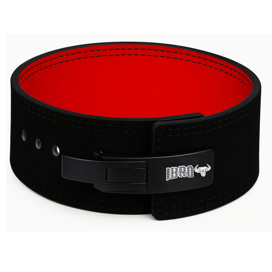 IBRO Powerlifting Lever Gym Belt  Power 10MM Extreme Heavy Duty Genuine Leather Belt 10mm BlackRed