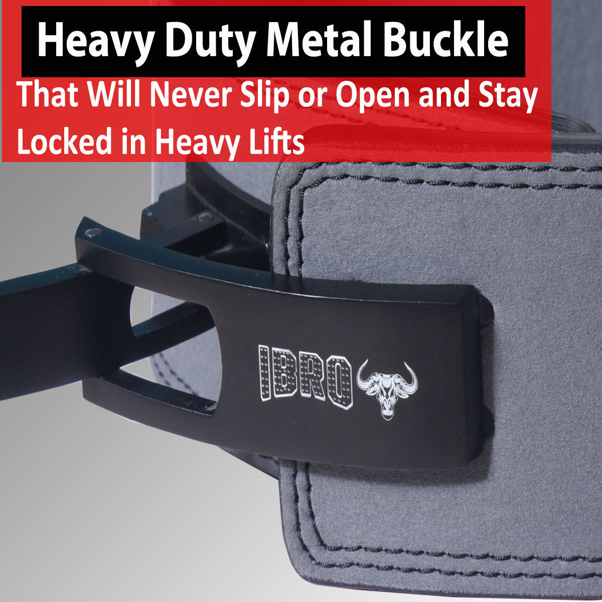 IBRO Powerlifting Lever Gym Belt  Power 10MM Extreme Heavy Duty Genuine Leather Belt 10mm Grey