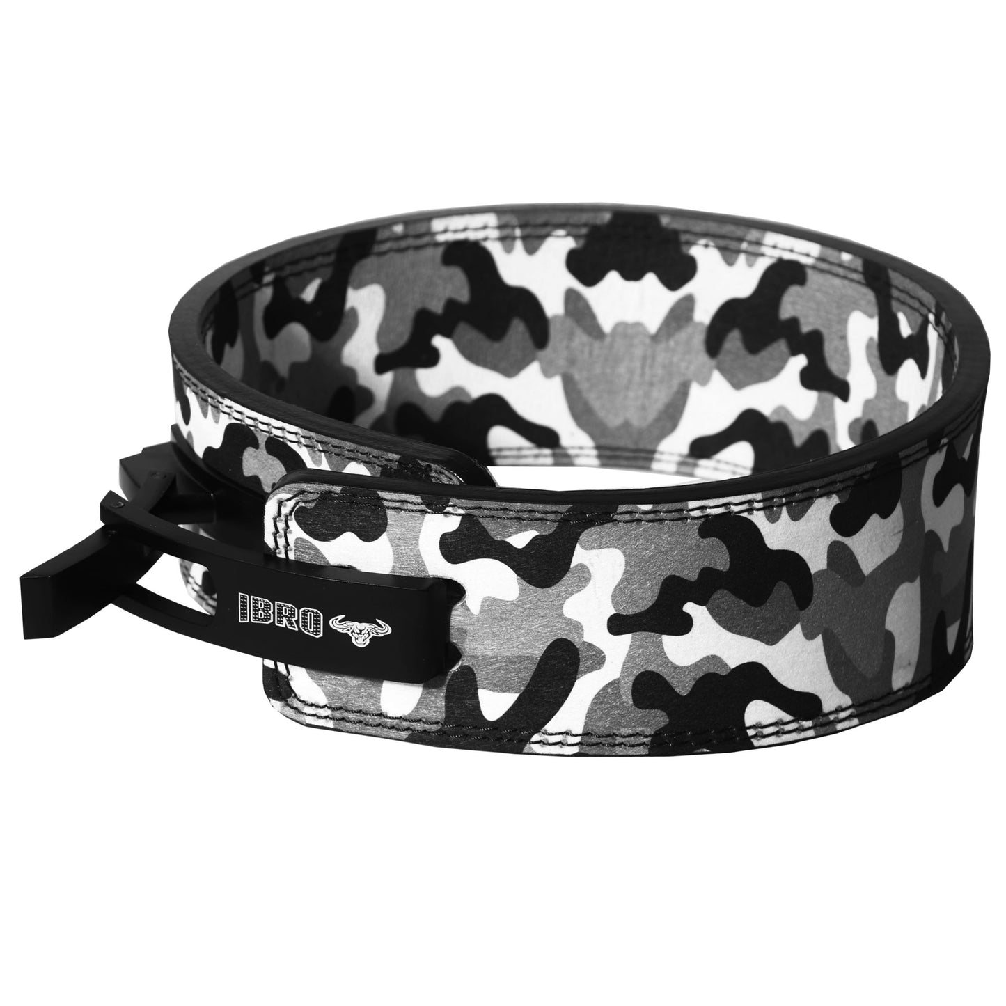 IBRO Powerlifting Lever Gym Belt  Power 10MM Extreme Heavy Duty Genuine Leather Belt 10mm GreyCamo