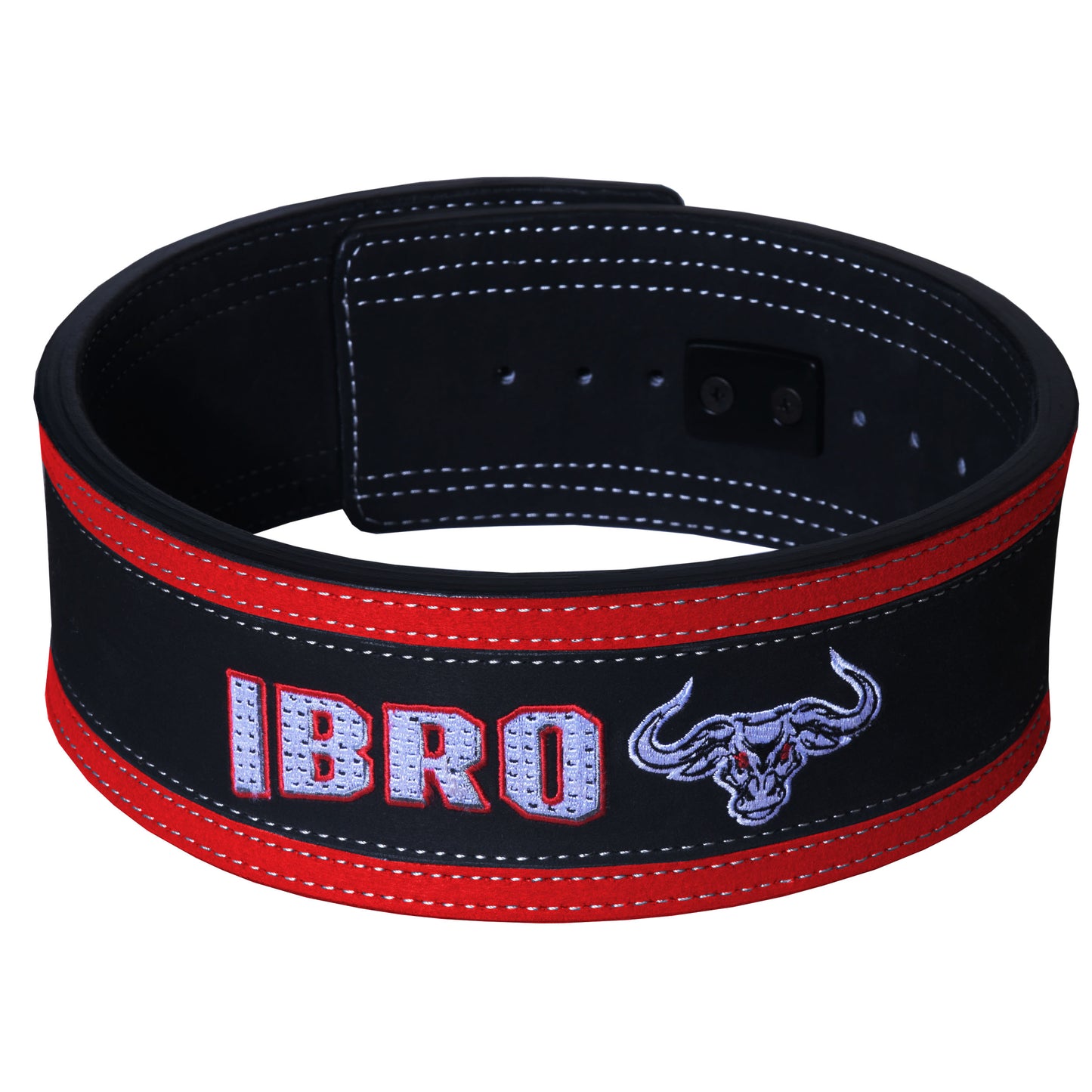 IBRO Powerlifting Lever Gym Belt  Power 10MM Extreme Heavy Duty Genuine Leather Belt 10mm Duel Tone BlackRed