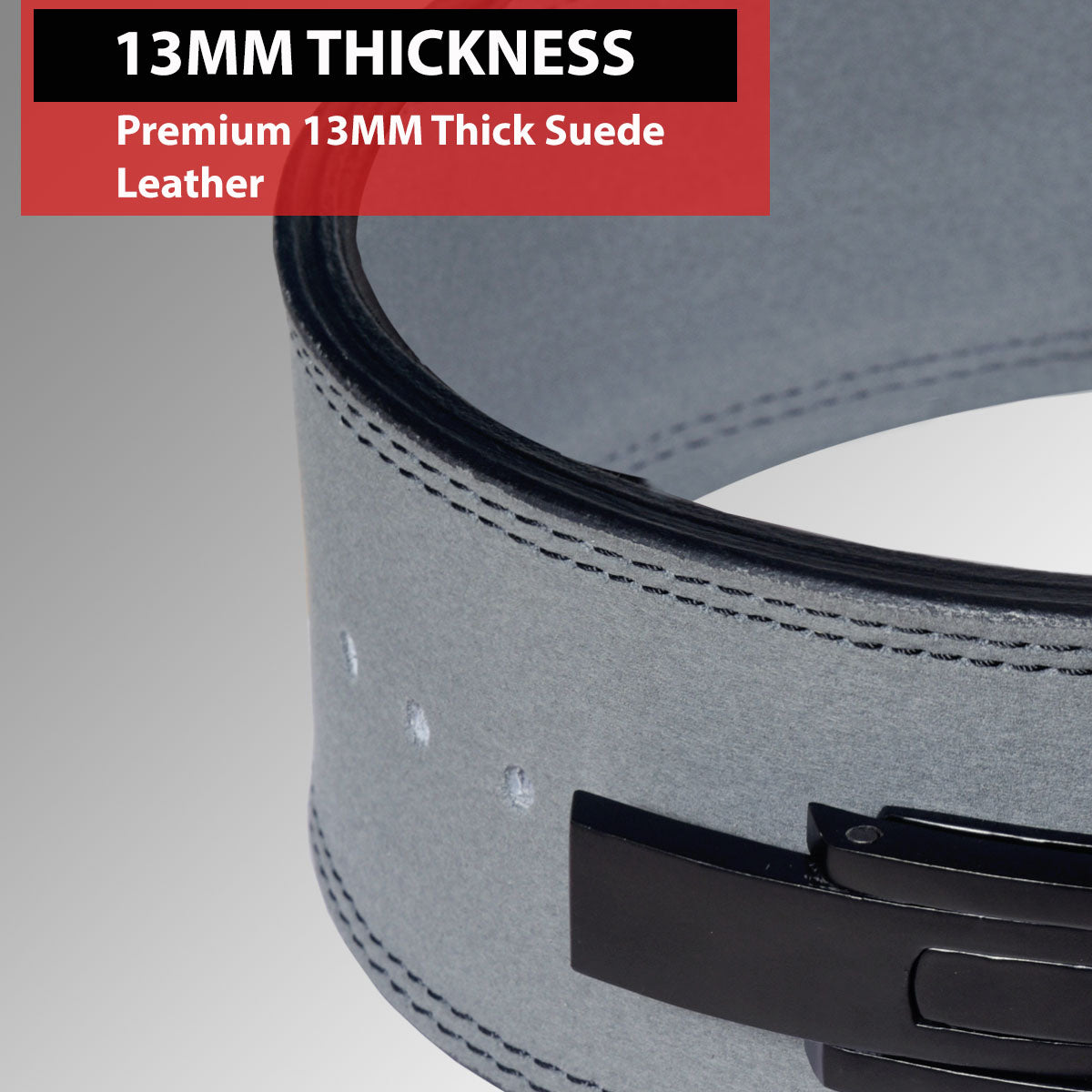 IBRO Powerlifting Lever Gym Belt  Power 13MM Extreme Heavy Duty Genuine Leather Belt 13mm Grey