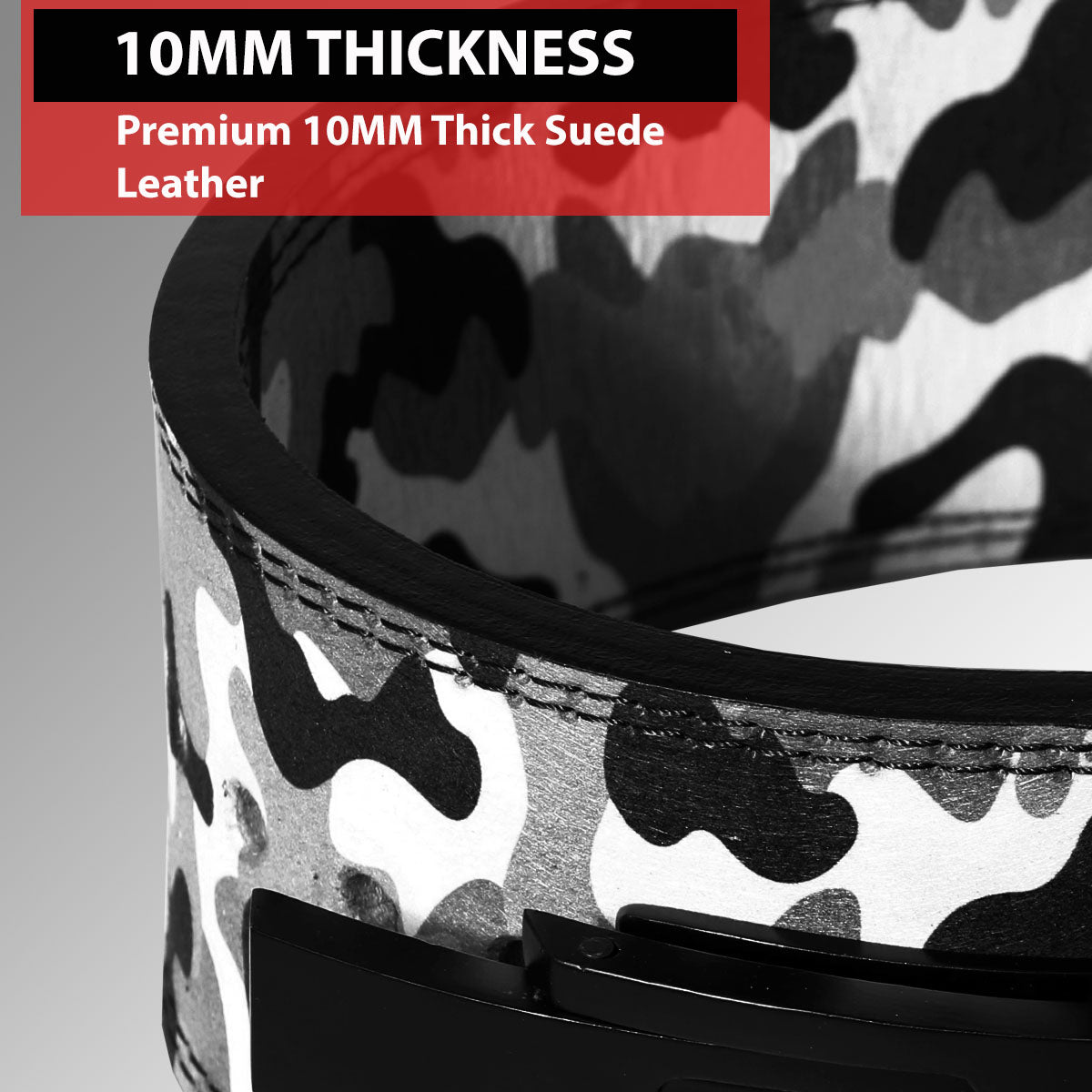 IBRO Powerlifting Lever Gym Belt  Power 10MM Extreme Heavy Duty Genuine Leather Belt 10mm GreyCamo