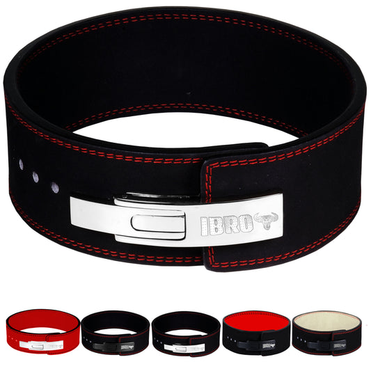 IBRO Powerlifting Lever Gym Belt  Power 13MM Extreme Heavy Duty Genuine Leather Belt 13mm Black