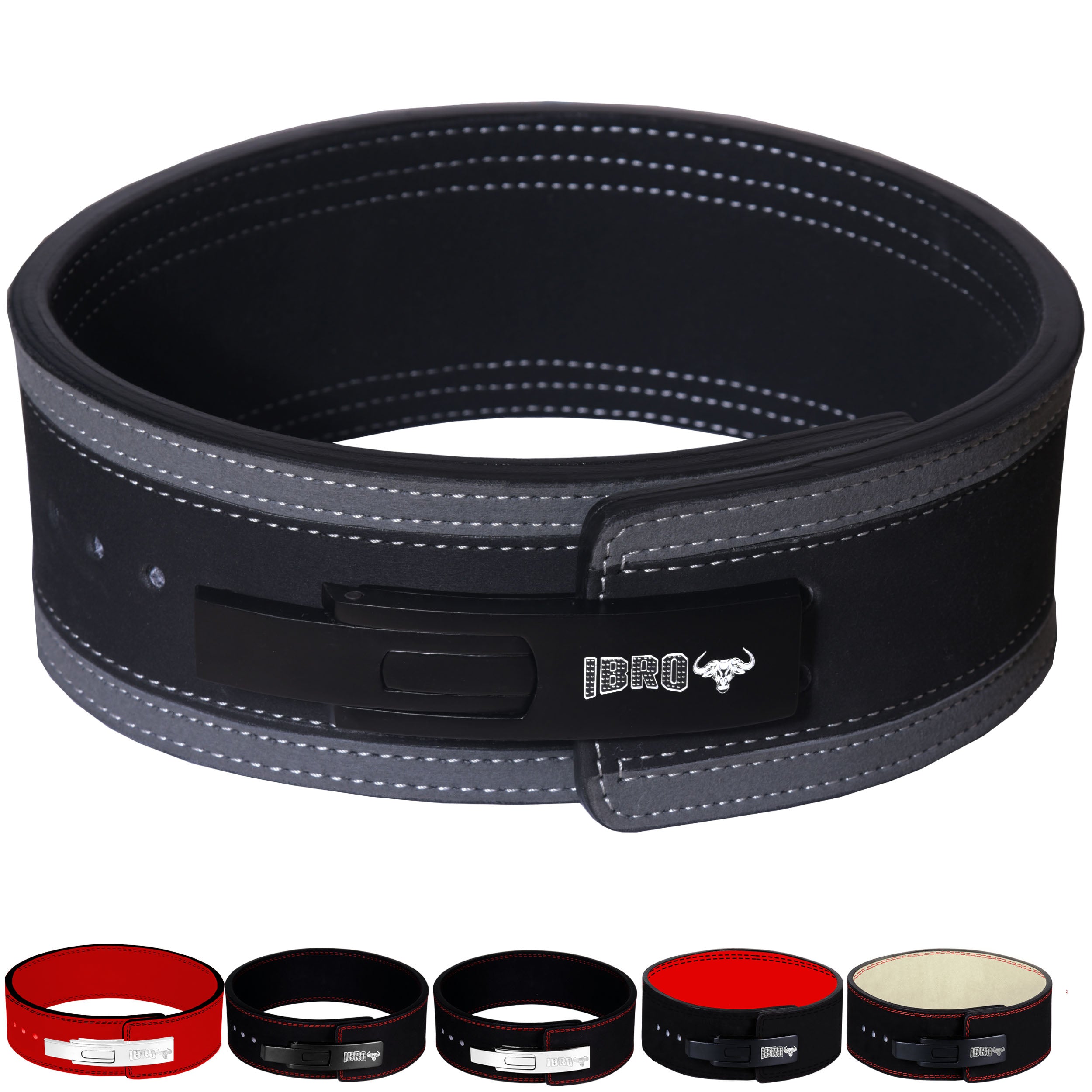IBRO Powerlifting Lever Gym Belt ? Power 10MM Extreme Heavy Duty Genuine Cowhide Leather Belts Squats Deadlifts Bodybuilding Weight Lifting Ipf Power L