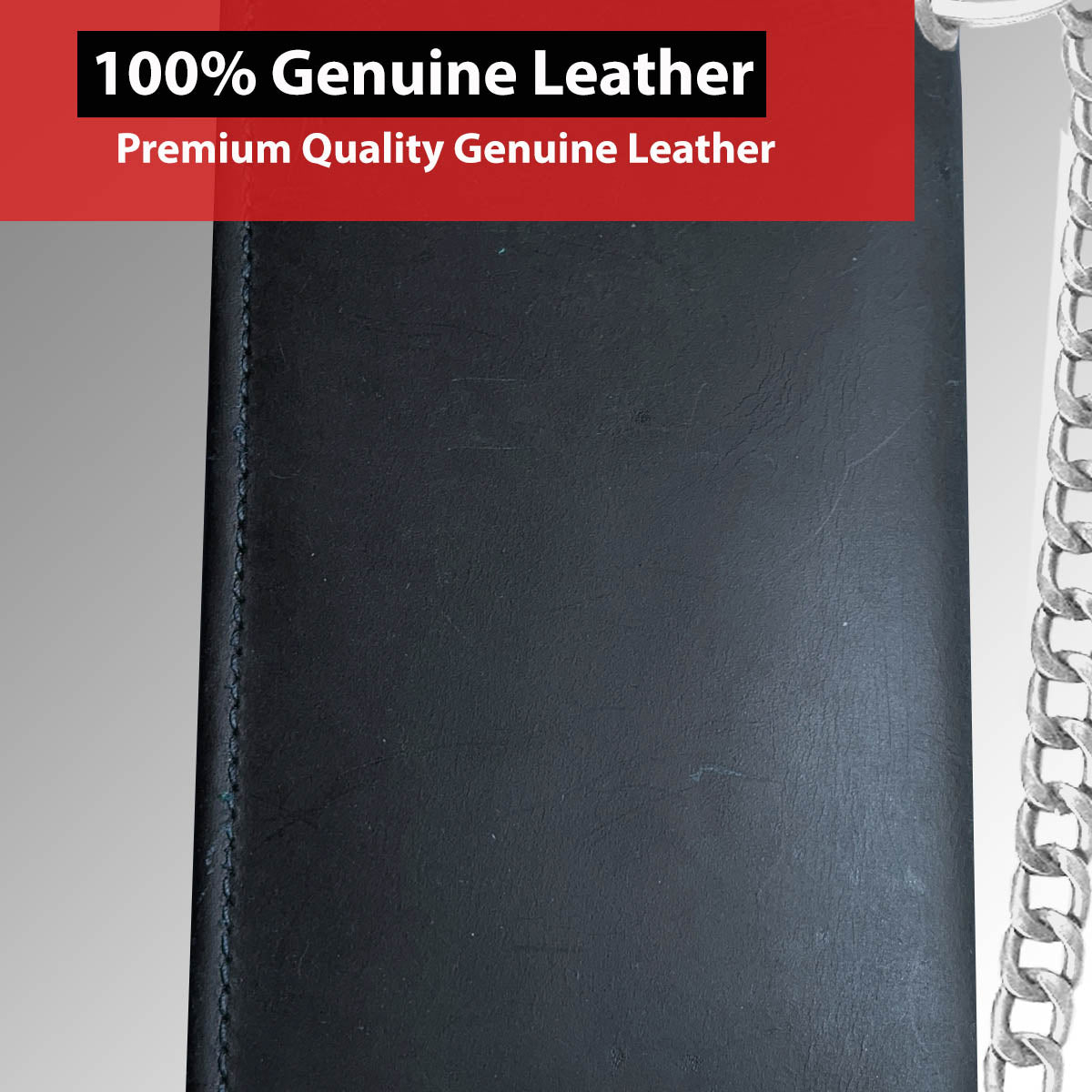 Chain Wallets for Men, RFID Blocking Genuine Leather Bifold Wallet