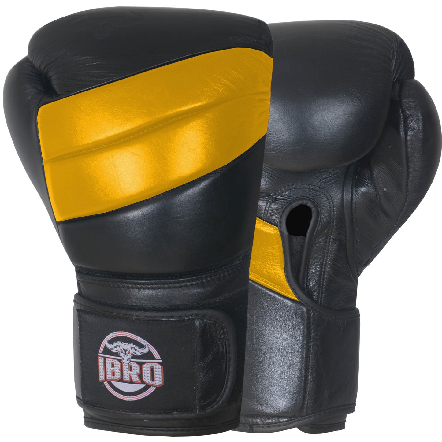 IBRO Iconic PRO Leather Boxing Training Gloves BlackGolden
