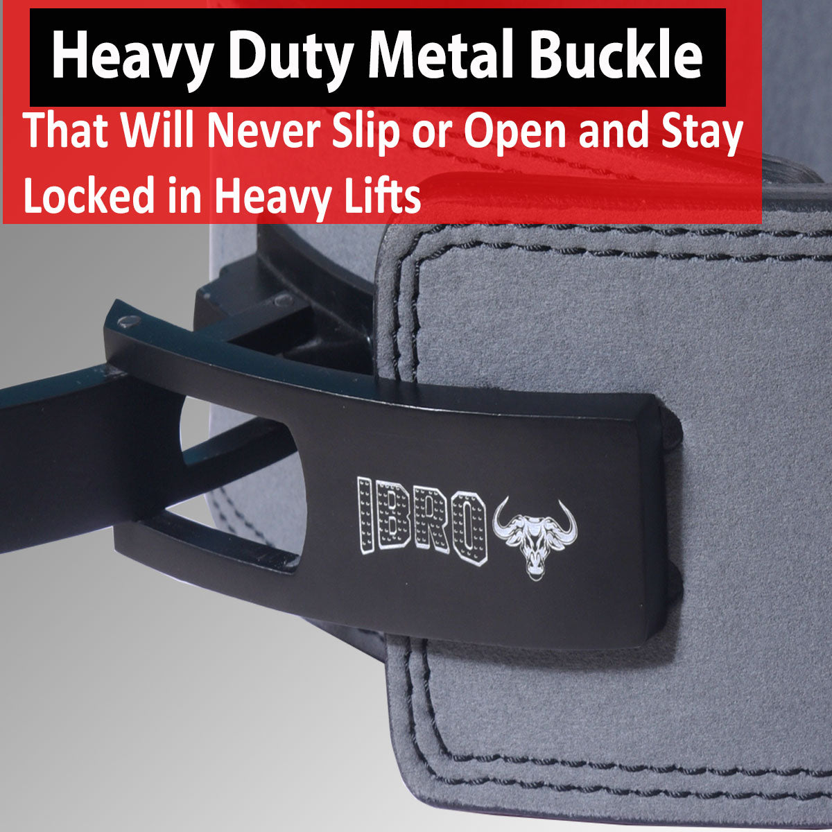 IBRO Powerlifting Lever Gym Belt  Power 13MM Extreme Heavy Duty Genuine Leather Belt 13mm Grey