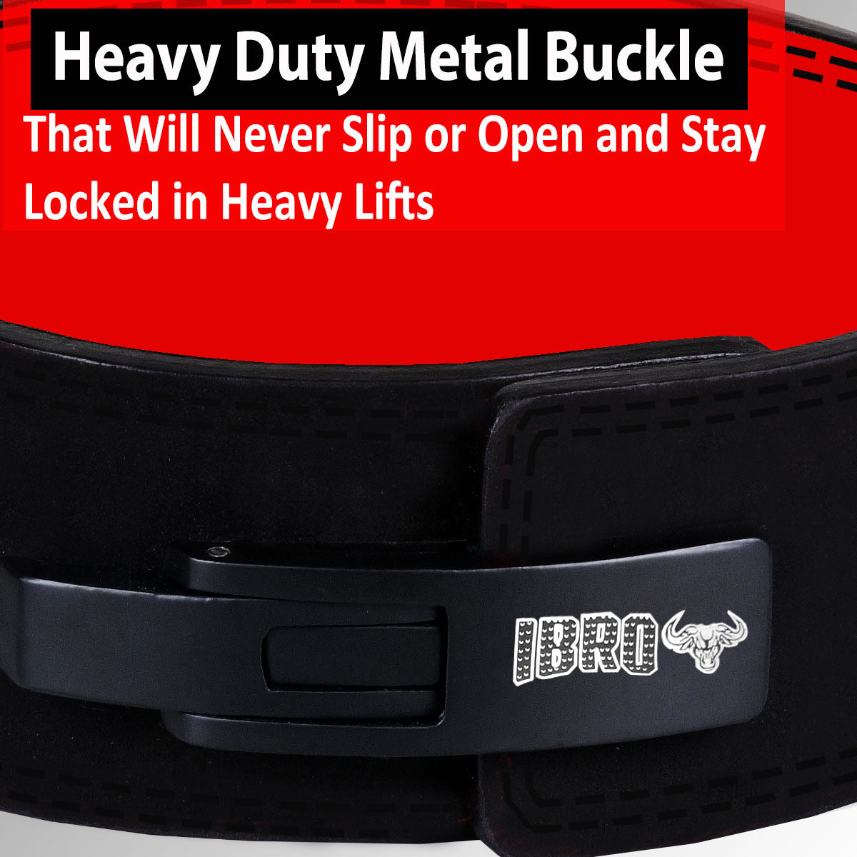 Weight Lifting Belt with Lever outlet Buckle 10MM Thick & 4 Inches Wide Free Strap